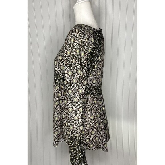 Free People Womens XS Boho Long Bell Sleeve Keyhole Button Back Bell Sleeve Top - Picture 9 of 15